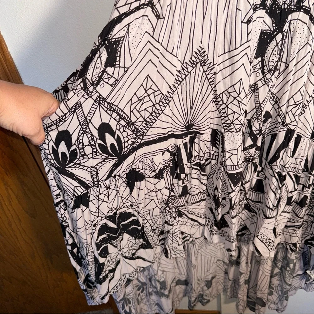 FREE PEOPLE La Mar high low abstract print lightweight flowy sleeveless dress M - Picture 5 of 6